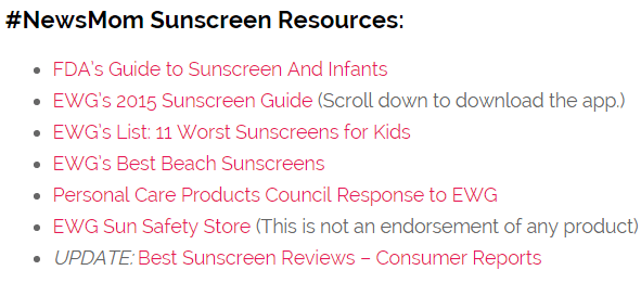 sunscreen resources