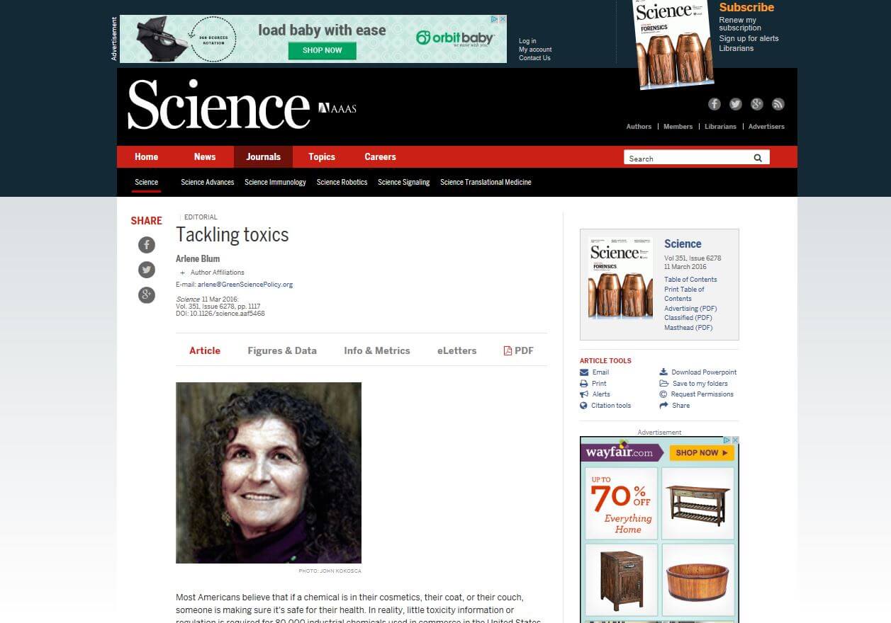 Ironic Orbit Baby Ad on Editorial "Orbit Baby Ad Appears On Editorial "Tackling Toxins"