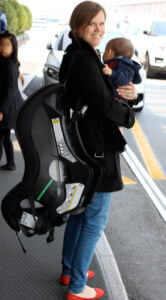 Carrying the carseat over the shoulder